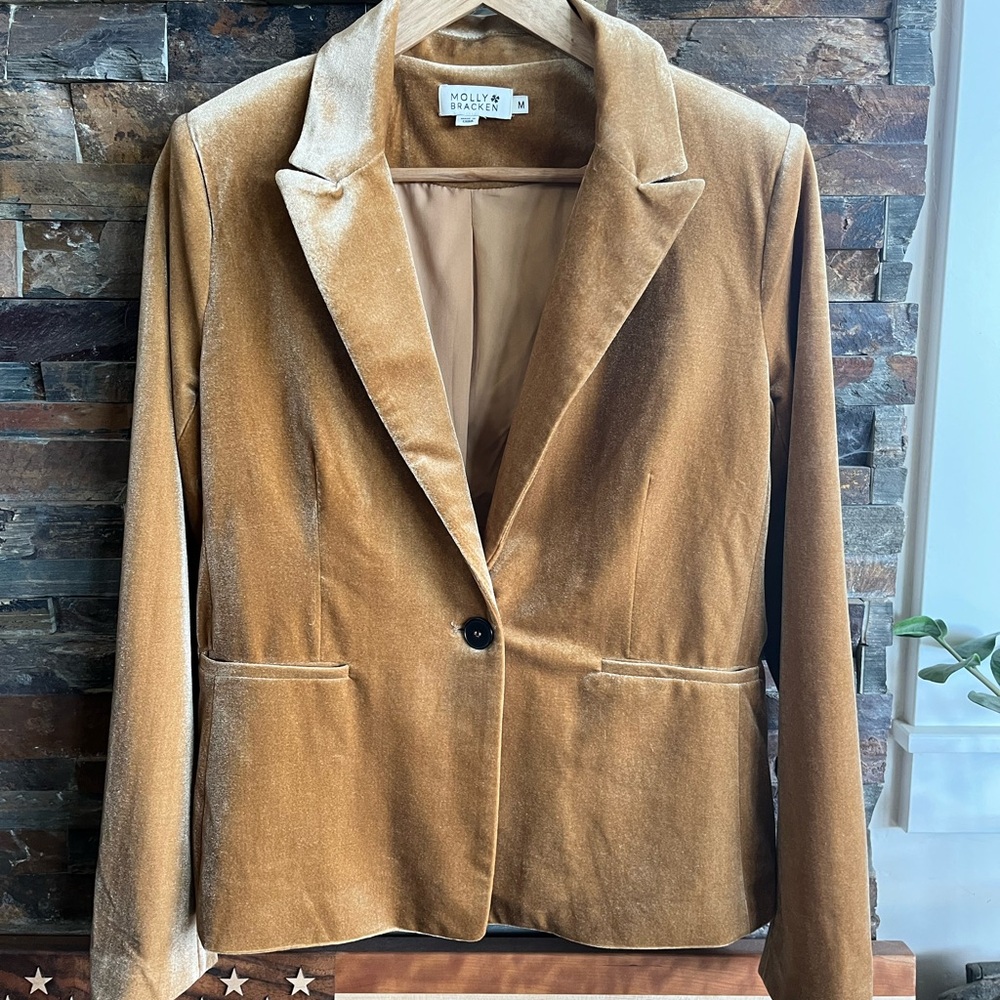 Molly Bracken Gold Velvet Blazer
